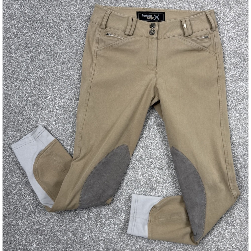Tredstep Ireland Solo Womens Riding Breeches 26R Beige Knee Patch‎ Equestrian
